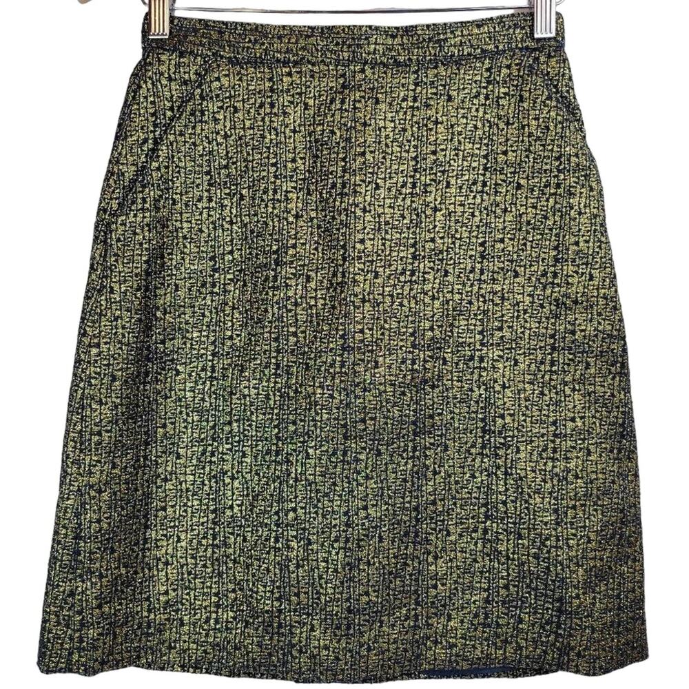 Tucker for Target Women's Size 5 A-Line‎ Metallic Jacquard Skirt Navy Gold